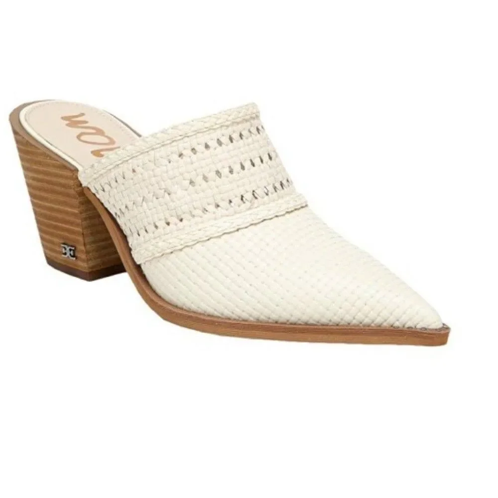 Sam Edelman Ivory Lillianna Mules -Textured Mules size 6.5 W